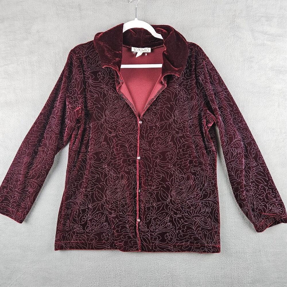 Vintage Y2k Velvet Beaded Whimsigoth  Romantic Fairy Grunge Button Front Jacket